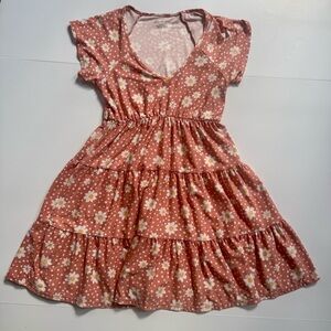 Junior’s No Boundaries Peasant Dress Coral Floral Size S (3-5)